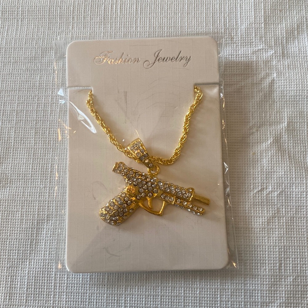 Iced out pistol pendant and chain